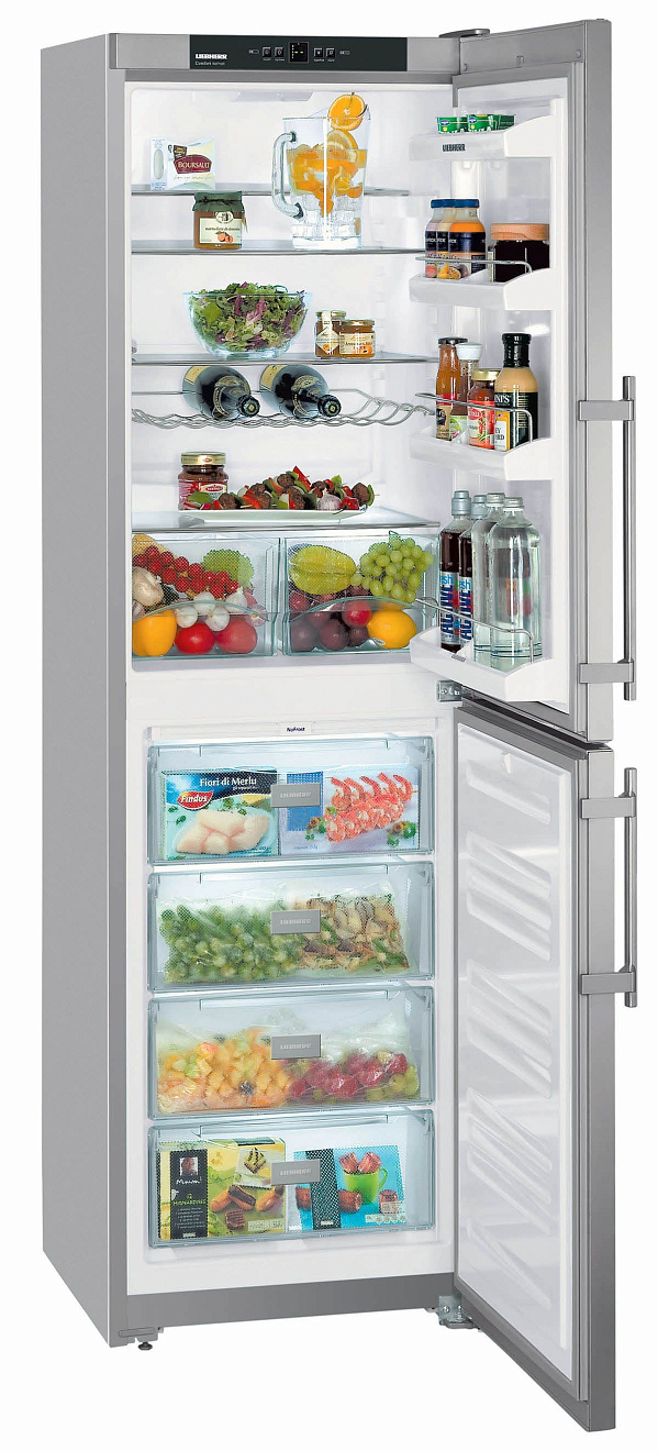 двухкамерный холодильник с 4 полками в морозильной камере